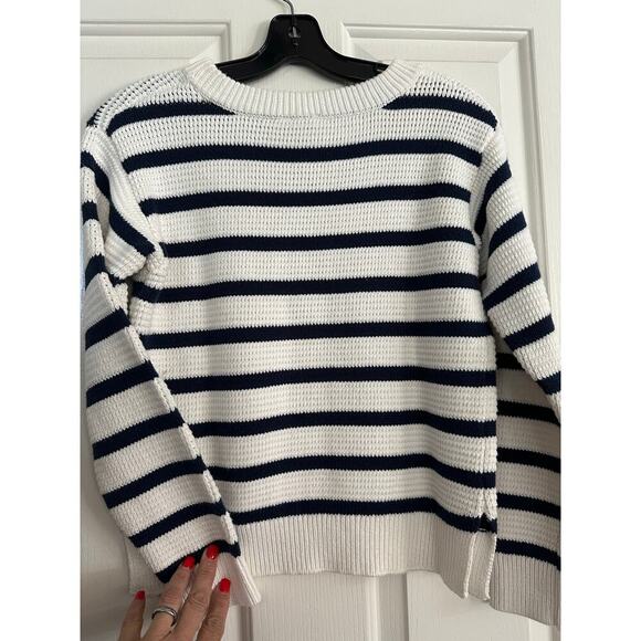 Roxy Women's White Black Striped Print Long Sleeves Crew Neck Sweater Size XS - Picture 4 of 4